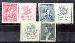 Checoslovaquia Series Nº Michel 490Zf/491ZF + 501Zf * - Unused Stamps