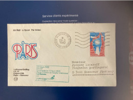 1 Enveloppe FDI De Lufthansa De 1982 Pour Le 1er Vol Airbus Sur Paris- Hanovre - 1981-1990