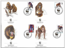 Guinea Ecuatorial 1991 WWF W.W.F. FDC Set X4 Fauna Mandrill Monkey - FDC