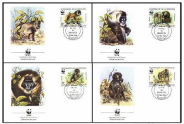 Cameroun Cameroon 1988 WWF W.W.F. FDC Set X4  Monkey Monkeys Fauna Drill - FDC