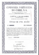 Title Of 1 Share Of Companhia Portuguesa Do Cobre. Copper. Titel Van 1 Aandeel Van Companhia Portuguesa Do Cobre. Koper. - Mines