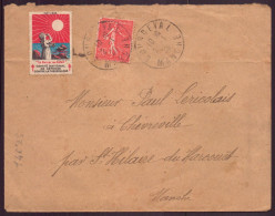 France, Enveloppe Du 2 Janvier 1928 Pour Saint-Hilaire Du Harcouët Avec Vignette Contre La Tuberculose - Other & Unclassified