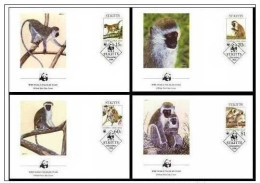 St. Kitts 1986 WWF W.W.F. Green Monkey Monkeys FDC Set Fauna - FDC