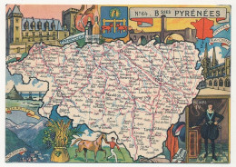 CPSM - BASSES-PYRÉNÉES - Carte Du Département Des Basses-Pyrénées - Blondel La Rougery édit. - 1945 - Autres & Non Classés
