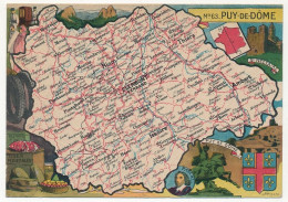 CPSM - PUY-DE-DÔME - Carte Du Département Du Puy-de-Dôme - Blondel La Rougery édit. - 1945 - Altri & Non Classificati