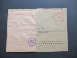 Alliierte Besetzung  Bizone 7.9.1945 Roter Ovaler Stempel Bremen 5 Gebühr Bezahlt Alter Dienstumschlag Des 3.Reiches - Lettres & Documents