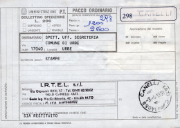 Italia (1991) - Bollettino Pacchi Da Nizza Monferrato Per Urbe (SV) - (stampe) - Colis-postaux