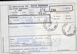 Italia (1991) - Bollettino Pacchi Da Galliate Per Pietra Ligure - (utensili) - Pacchi Postali