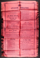 1865 LYCEUM THEATRE 'Shanghai Rangers' Silk Programme, Folded, Very Scarce. - Autres & Non Classés