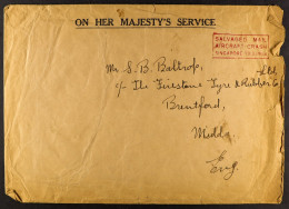 BOAC CRASH COVER 1954 OHMS Cover From Australia To England With 'SALVAGED MAIL / AIRCRAFT CRASH / SINGAPORE 13. 3. 1954' - Sonstige & Ohne Zuordnung