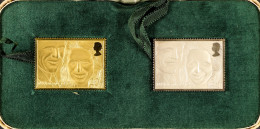 GOLD & SILVER INGOTS Replicas Of The 1973 Royal Wedding 20p 'stamp' In 22 Carat Gold (weight 26.25g) And 3Â½p 'stamp' In - Sonstige & Ohne Zuordnung