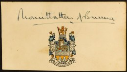 LOUIS MOUNTBATTEN, EARL OF BURMA Small Card With Coloured Coat Of Arms, Signed MOUNTBATTEN OF BURMA In Pen. - Autres & Non Classés
