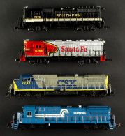 N GAUGE BACHMANN LOCOMOTIVES. Santa Fe #8759, Contrail #6025, Southern #7078 And CSX #7732. Working But Unboxed. (4) - Other & Unclassified