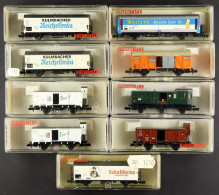 N GAUGE FLEISCHMANN ROLLING STOCK. 8326 Kulmbacher X2, 8357 Pilsner X2, 8095 Luggage Trolley, 8360 Goods Wagon, 8373 War - Other & Unclassified