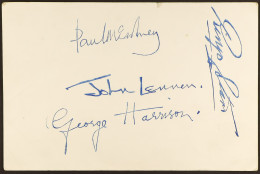 THE BEATLES SIGNED PARLOPHONE PROMOTIONAL CARD. Handling Creases To Card. - Andere & Zonder Classificatie