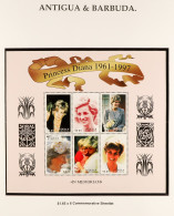 PRINCESS DIANA 1998 Tribute Collection Of British Commonwealth Countries Mini-sheets & Sheetlets In Two Special Hingeles - Autres & Non Classés