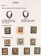 1858-59 3Kr Black (Michel 11, SG 23) Exhibition Pages With Three Used Examples Of Type I & Seven Of Type II (10 Stamps) - Otros & Sin Clasificación