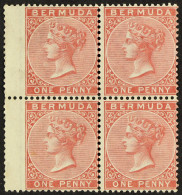 1865 1d Rose-red, S.G. 1, A Fine Mint Block Of Four With Gutter Margin At Left, The Lower Pair Are Never Hinged. Cat. Â£ - Bermudes