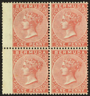 1865 1d Rose-red, S.G. 1, A Fine Mint Block Of Four With Gutter Margin At Left, The Lower Pair Are Never Hinged. Cat. Â£ - Bermuda