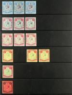 1918-22 KEY PLATES A Mint Range With Shades Of 2s (3), 2s.6d (3), 4s Varieties SG 52ba, Bb And Be, 5s (3), 10s Break In  - Bermuda