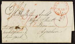 1838 (25th Feb) Entire Letter From Montreal, Lower Canada, With 2-ring Cds, And Red â€˜PAIDâ€™ H/s, M/s â€˜9â€™ To The B - Autres & Non Classés