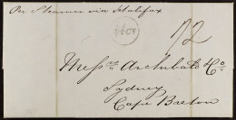 1856 (14th June) Entire Letter From London To Sydney, Cape Breton Island, Posted Unpaid And Carried Out Of Liverpool By  - Other & Unclassified