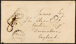 1854 (15th May) Envelope From Montreal, Canada East, To Exeter, England, With H/s â€˜8d Stg.â€™ Arnell D11, In Black, Vi - Other & Unclassified