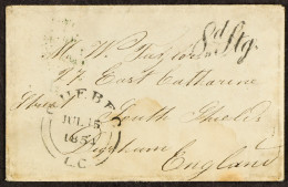 1854 (15th July) Petite Envelope From Quebec, Canada East, To South Shields, England, With H/s â€˜8d Stg.â€™ Arnell D12, - Sonstige & Ohne Zuordnung