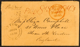 1855 (29th April) Envelope From Bytown, Canada West, To London, England, With H/s â€˜PAID 8d Stg 10d Cy..â€™ Arnell D09, - Other & Unclassified