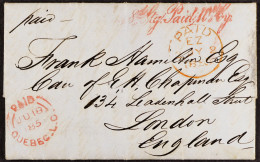 1855 (18th June) Entire Letter From Quebec, Canada East, To London, England, With H/s â€˜8d Stg Paid 10d Cy..â€™ Arnell  - Other & Unclassified