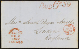 1862 (10th October) Wrapper From Montreal, Canada East, To London, England, With H/s â€˜PAID 6d Stg.â€™ Arnell E01, In R - Autres & Non Classés