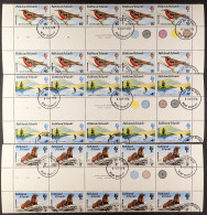 1974 Wildlife Tourism Set Complete Interpane Block 10 Creating Of 5 Gutter Pairs, Cancelled By Port Stanley Cds's. Heijt - Falklandinseln