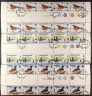 1974 Wildlife Tourism Set Complete Interpane Block 10 Creating Of 5 Gutter Pairs, Cancelled By Port Stanley Cds's. Heijt - Falkland Islands