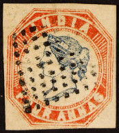 1854-55 4a Blue And Pale Red 1st Printing (Head Die I, Frame Die II), SG 18, Used With Good Neat Margins Just Touching T - Other & Unclassified