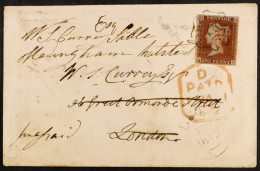 1841 (29 Dec) Env From Piltown (Co. Kilkenny) To London Bearing 1d Red-brown 'QH' Plate 8 'black Plate' Tied To Env By B - Sonstige & Ohne Zuordnung