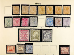 1860 - 1902 MINT / UNUSED COLLECTION On Album Page, Note 1860-63 Â½d No Wmk, 1863-81 Â½d (5, Shades), 1885-90 Set, 1886  - Malte (...-1964)