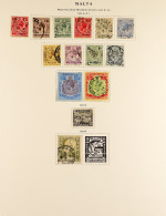 1911 - 1935 USED COLLECTION On SG 'Imperial' Album Pages, Comprehensive With Many Sets, Higher Values (110+ Stamps) - Malte (...-1964)
