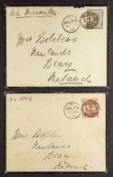 GB USED IN: Two 1875 Mourning Envelopes To Ireland With 4d Plate 14, Or 6d Plate 14, Each Tied Neat A25 Cancels. - Malte (...-1964)