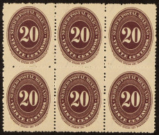 1890-95 20c Dark Violet On Watermarked Wove Paper, Perf 12, Scott 220A (see Note After SG 174), Never Hinged Mint BLOCK  - Mexiko