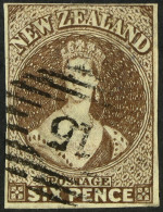 1862-63 6d Black-brown On Pelure Paper, SG 85, Very Fine Used With 4 Margins. A Beauty. - Otros & Sin Clasificación