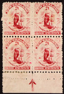 1901 (Feb-Dec) 1d Carmine 'Universal' Perf 11 And 14 Mixed Perf (SG 284) Block 4 With Sheet Margin At Bottom Showing Cen - Sonstige & Ohne Zuordnung