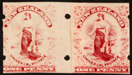 1905-06 1d 'Universal' Imperf With 2 Holes Each Side 'penny-in-the-slot' Joined 'junction' Pair, Mint Very Lightly Hinge - Other & Unclassified