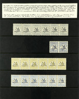 N.W.P.I. OVERPRINT SETTINGS. The 1915-16 Roo 1st Setting 2d, 3d And 6d Values As Horizontal Strips Of 6, Each Showing Th - Papua-Neuguinea