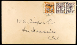 1895 (18th Apr) Envelope To San Francisco, Bearing 1Â½d On 2d + Â½d Palm Tree Pair (to Make 2Â½d Rate), Tied By Blue Api - Samoa