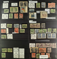 1920 POSTMARKS Interesting Group Of Local Overprinted Fine Used Stamps On Stock Cards, With Identified Town Cds Cancels. - Thracië