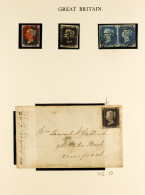 1840-1900 COLLECTION In Album, Includes 1840 1d Penny Blacks (x3, One On Cover) & 2d Blue Pair Used, 1856-58 1d Plate 11 - Other & Unclassified