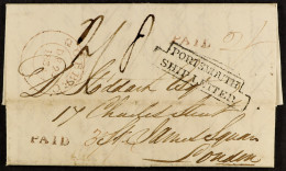 STAMP - 1834 (23rd Dec) A Letter Of Two Sheets (previously Containing An Enclosure), â€˜PAIDâ€™ â€˜2/-â€™ In Canada And  - ...-1840 Voorlopers