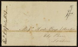 STAMP - 1847 (11th March) A Letter Charged â€˜1s/-â€™ From Kingston, JAMAICA, To London, Via Southampton, Following The  - ...-1840 Vorläufer