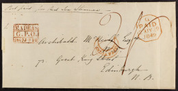 STAMP - 1849 (10th June) A Letter With Boxed 3-line â€˜MADRAS / G.P.O. / 1848 JU 10â€™ In Red, And Framed Crescent â€˜IN - ...-1840 Precursori