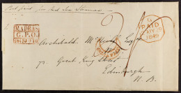 STAMP - 1849 (10th June) A Letter With Boxed 3-line â€˜MADRAS / G.P.O. / 1848 JU 10â€™ In Red, And Framed Crescent â€˜IN - ...-1840 Prephilately